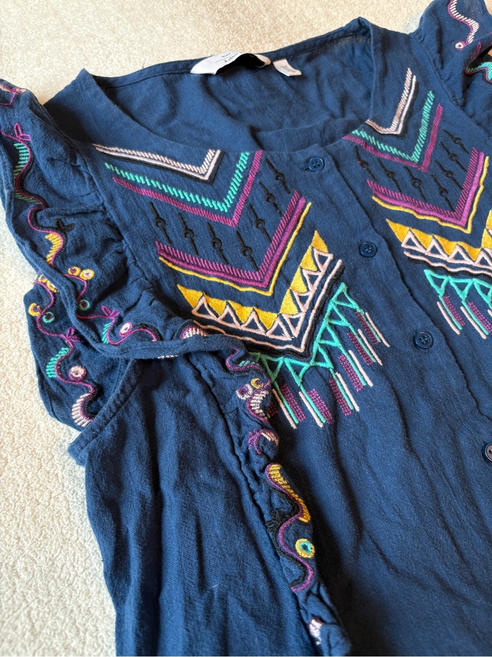 & Other Stories Paris Atelier Embroidered Blouse, Blue. Sz US 6 - Picture 2 of 3